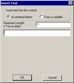 Insert Text Dialog Box