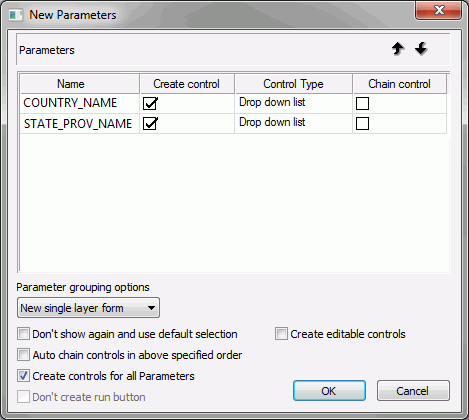 New Parameters dialog box
