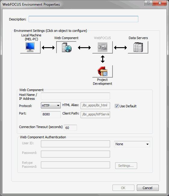 WebFOCUS Environments Properties dialog box