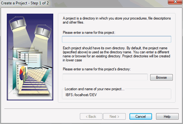 Create a Project dialog box