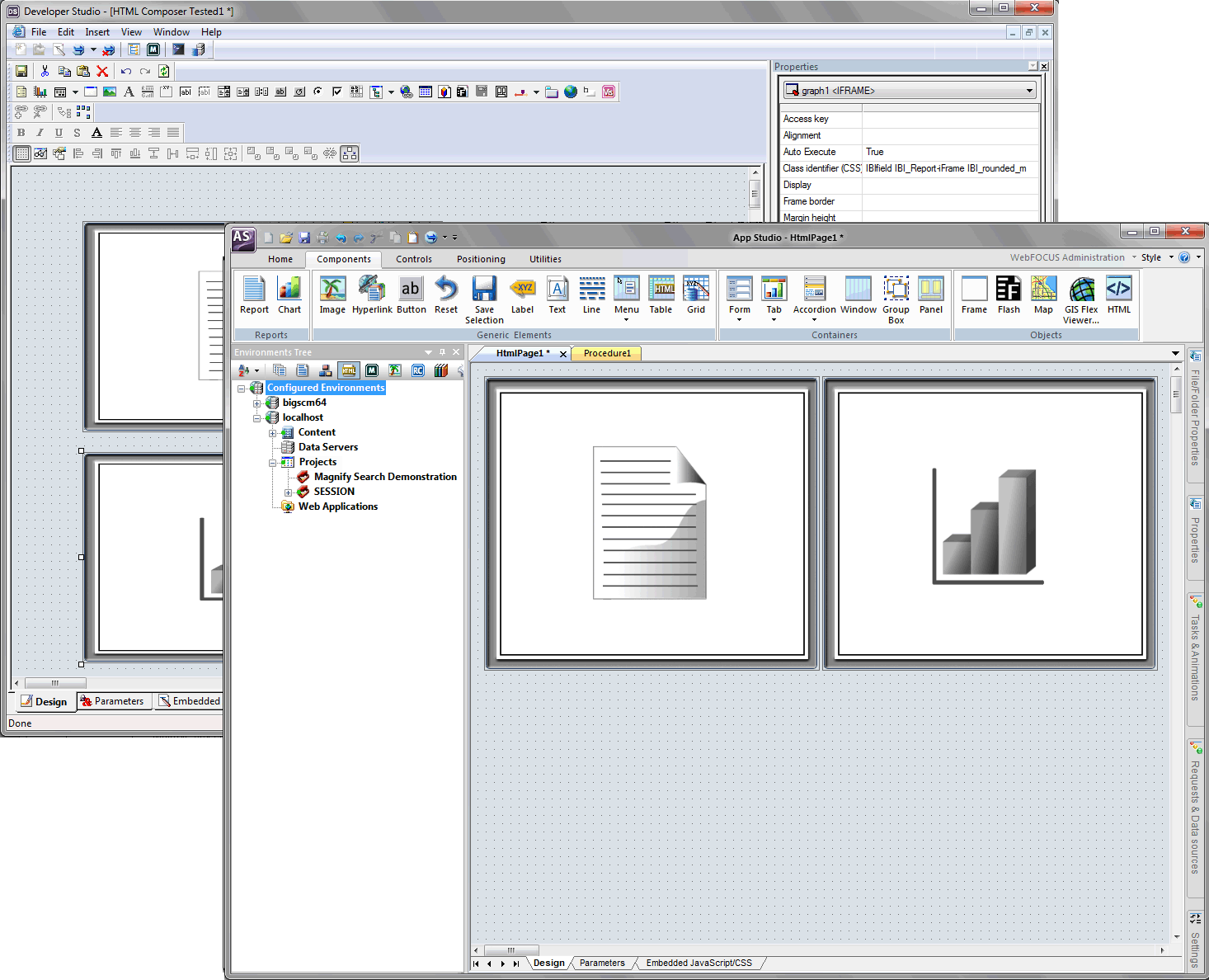 Comparison of the Developer Studio HTML Composer and the App Studio HTML canvas