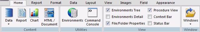 Home tab in App Studio