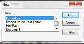 New dialog box