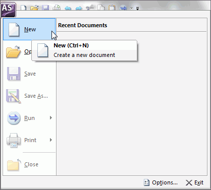 Application menu