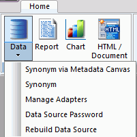Data submenu on the ribbon
