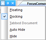 The panel properties menu