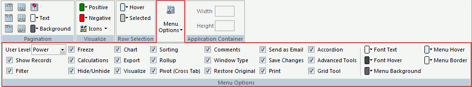 Menu Options group