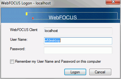 WebFOCUS Logon dialog box