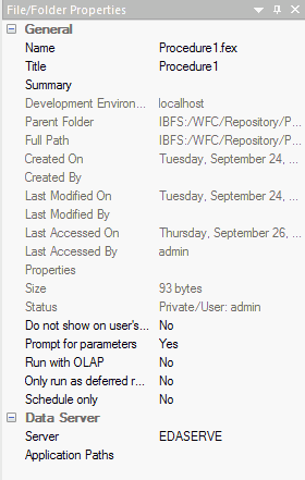 File/Folder Properties panel