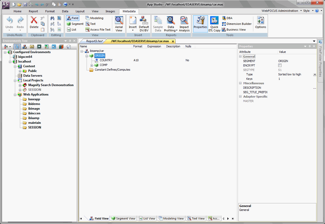 Metadata canvas and Metadata tab