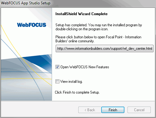 Installation completion window