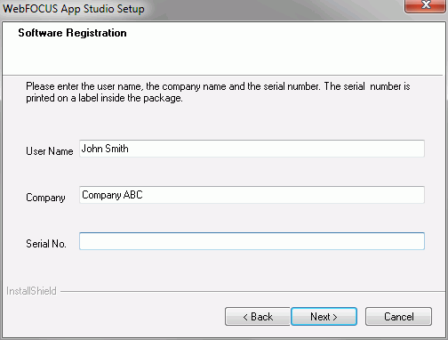 Software Registration window