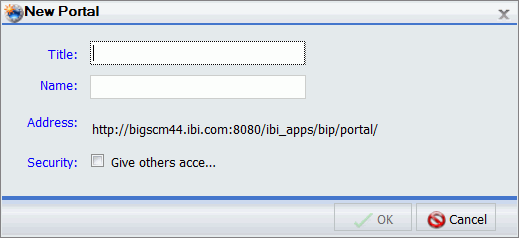 New Portal dialog box