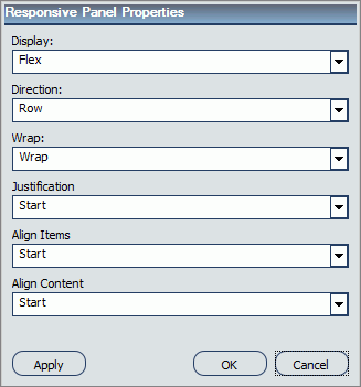 Responsive Panel Properties dialog box