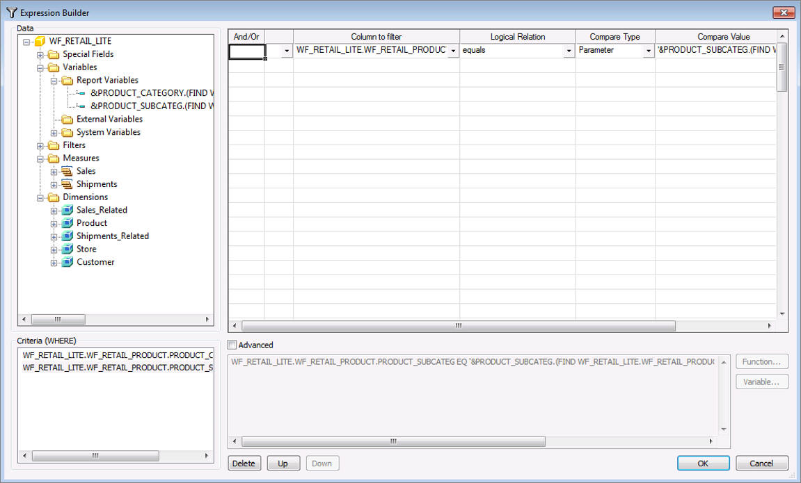 Expression Builder dialog box
