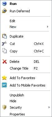 Context Menu for Reporting Object