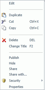 Context Menu for Distribution and Library Access List