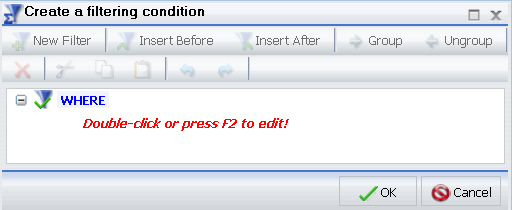 Create a filtering condition dialog box