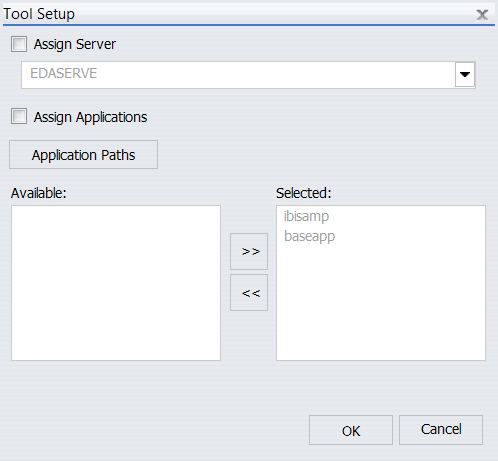 Tool Setup dialog box