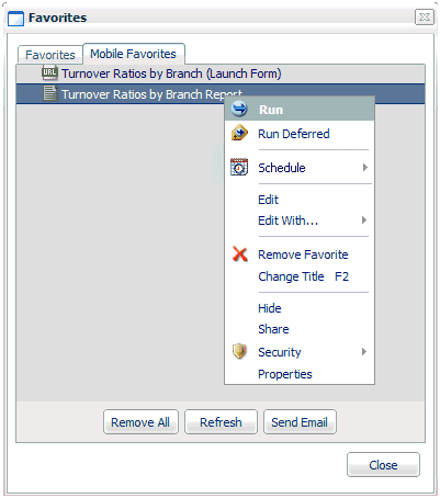Favorites dialog box