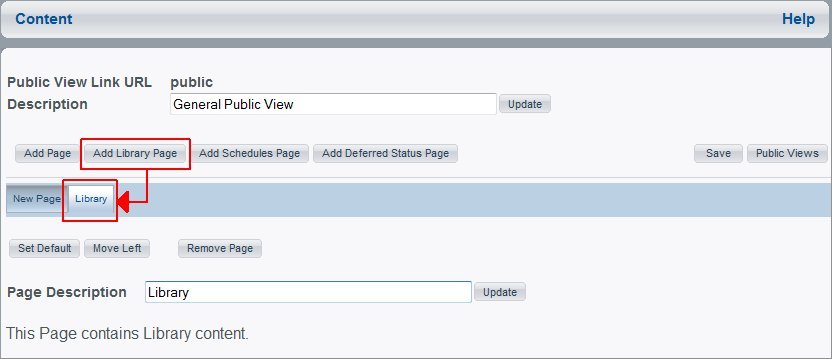 Add Library Page Button in the View Builder
