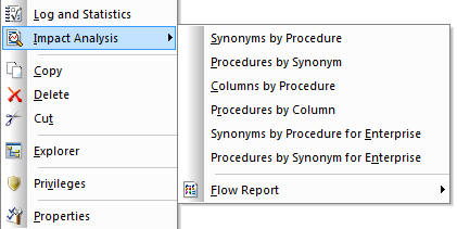 Impact analysis menu
