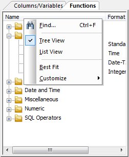 SQL Functions Window 