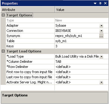 Sybase Target Bulk Load Options