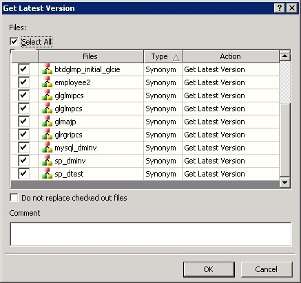 Get Latest Version Dialog Box