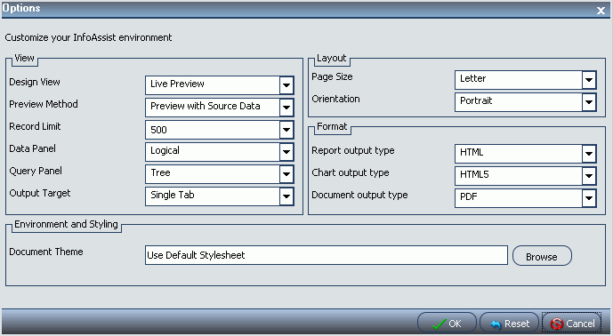 Options Window
