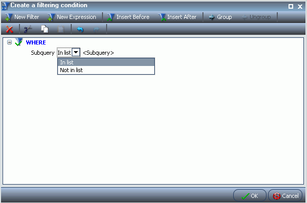 Subquery drop down list