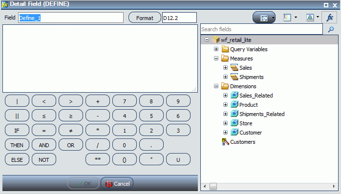 Detail Define Dialog Box