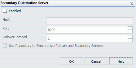 Secondary Distribution Server dialog box