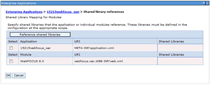 Shared library references pane