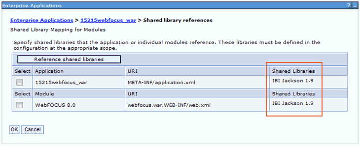 Shared library references pane