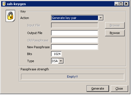 ssh keygen dialog box