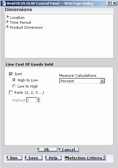 WebFOCUS OLAP Control Panel