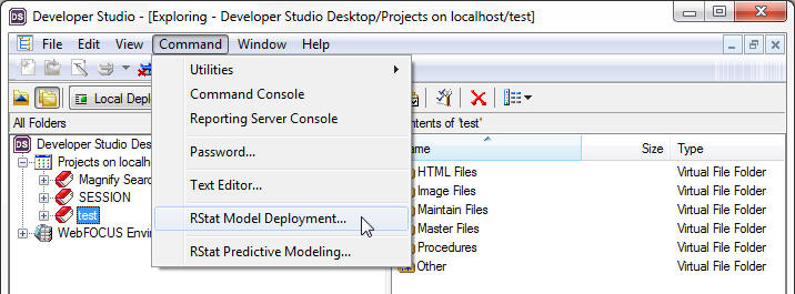 Commend menu in Developer Studio