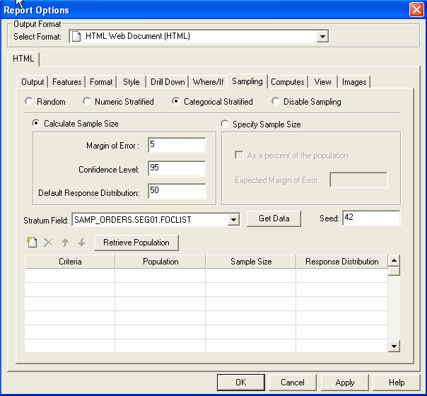 Categorical Stratified option button
