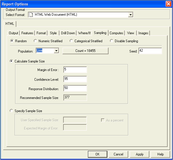 Population drop-down box