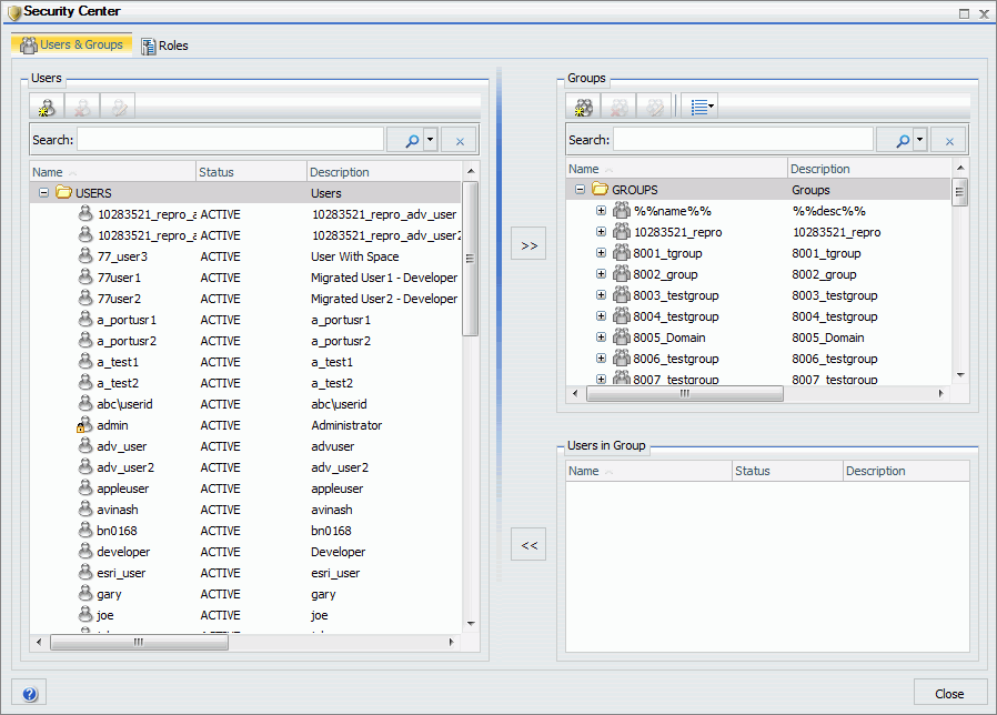 Security Center dialog box