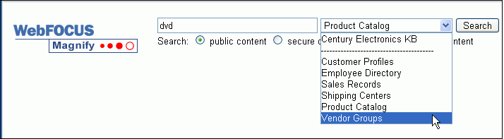 example of a collections drop down list 