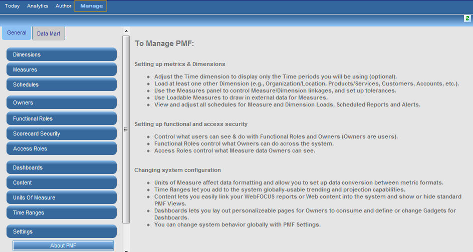 Manage Tab