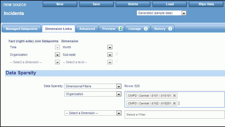 Dimension Links tab
