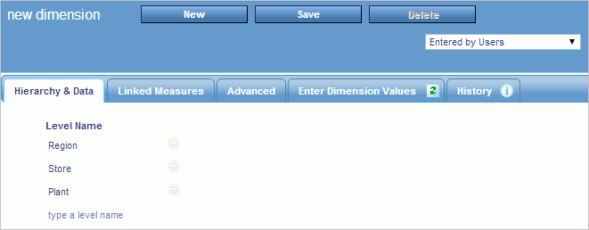 New Dimension panel