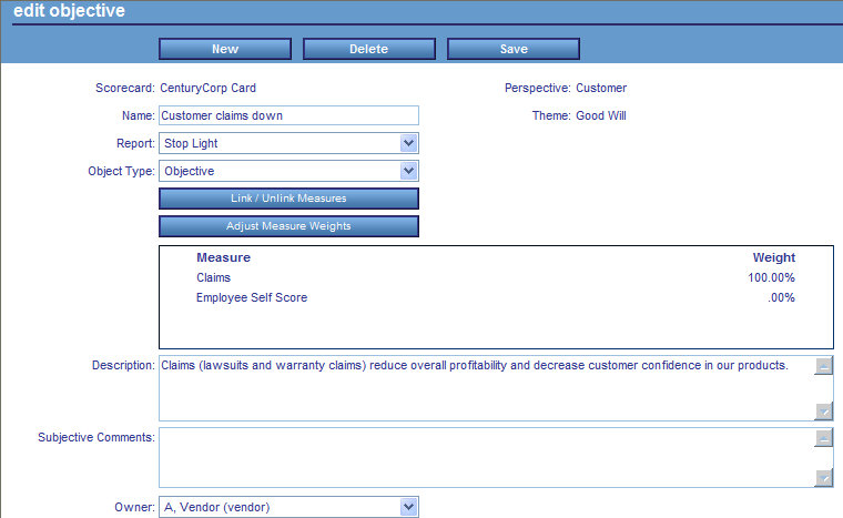 Edit Objective form