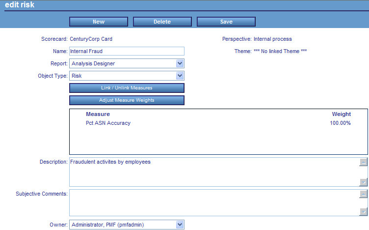 Edit Risk form