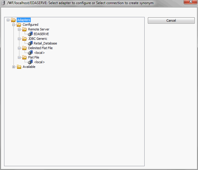 Select an adapter to configure dialog box