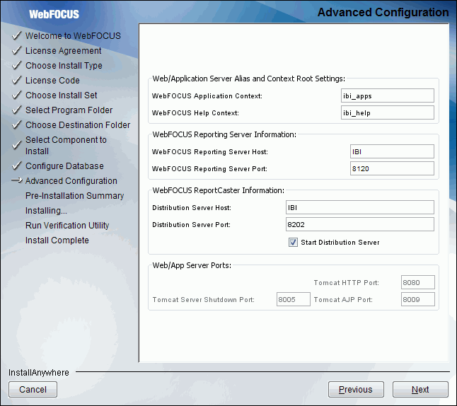 Advanced Configuration dialog box