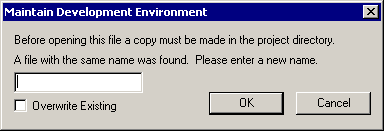 Maintain Development Environment dialog box